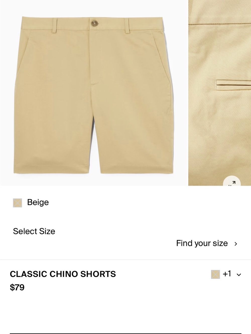 COS Beige Chino Shorts